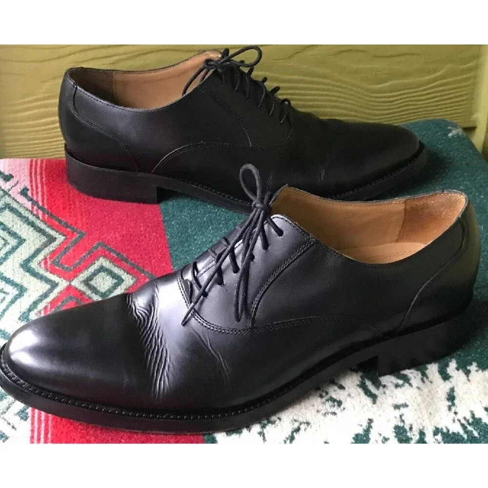 Cole Haan 11.5 M Plain Toe Oxford Black Leather Dress Shoe Men’s